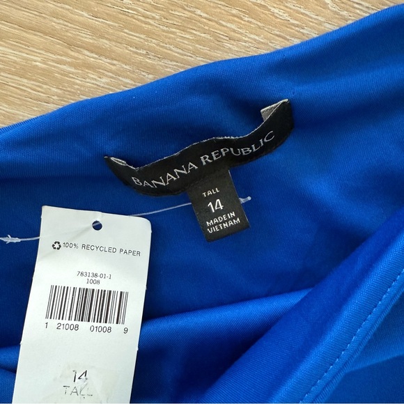 NWT Banana Republic One-Shoulder Ponte Fit & Flare Dress Deep Royal Blue SZ 14 T - Picture 6 of 9